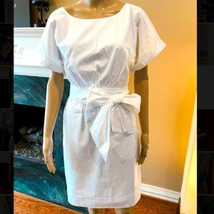 HD in Paris cotton, white dress with sash belt